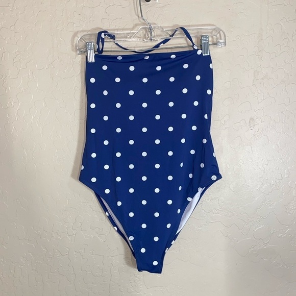 Cotton On body blue and white polka dot strapless one piece - Picture 1 of 6